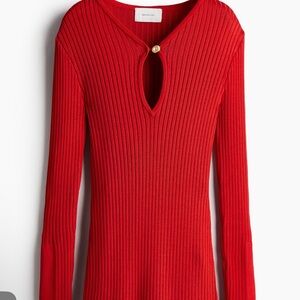🚨Flash Sale 🚨 H&M Edition  Red V-Neck Ribbed Sweater